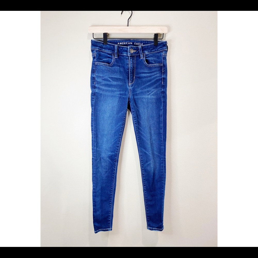 American Eagle Blue Super Skinny Hi-Rise Jegging